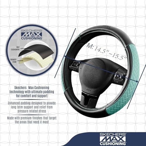 Skechers Steering Wheel Cover, Max Cushioning Leather Steering Wheel Cover - Image 4