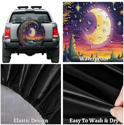 Spare Tire Cover for RV Trailer, Bohemian Moon Tire Covers Universal Fit for - Image 4
