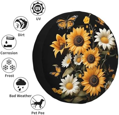 Sunflowers Daisies Butterflies Spare Tire Cover Wheel Protectors - Image 5