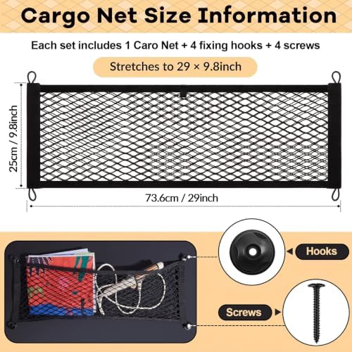 Frienda 4 Pcs Small Cargo Net Boat Storage Mesh Netting, 29 X 9.8 Inches - Image 2