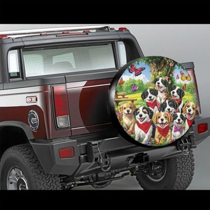 Dogs with Flowers Spare Tire Cover - Image 2