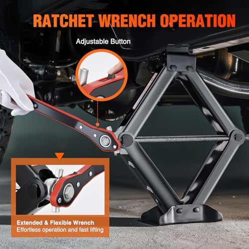 Nilight Scissor Jack for Car 1.5 Ton 3307 lb Lift Jack w Ratchet Lug Wrench - Image 3