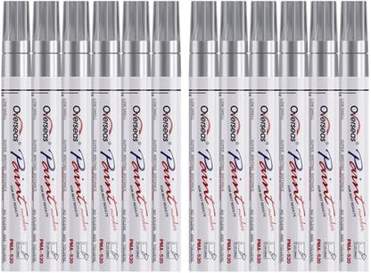 Overseas 12 Silver Paint Pens Permanent Markers, Oil Based Paint Markers by Overseas
