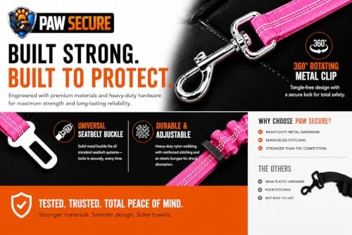 Dog Seat Belts, Durability Retractable Dog Car Harness Adjustable Bungee Saftey - Image 2