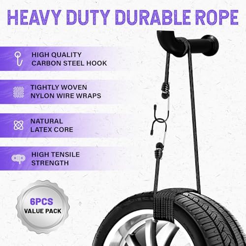 Heavy Duty Bungee Cords with Hooks, 1/3Inch Thick, No Odour, Max Load 40kg - Image 5
