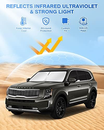 Canvcle Windshield Sun Shade for 2020-2025 2026 Kia Telluride Accessories - Image 2