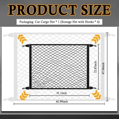 Upgrade Cargo Net for SUV with 4 Hooks Stretchy 32x23 to 63x47 - Image 2