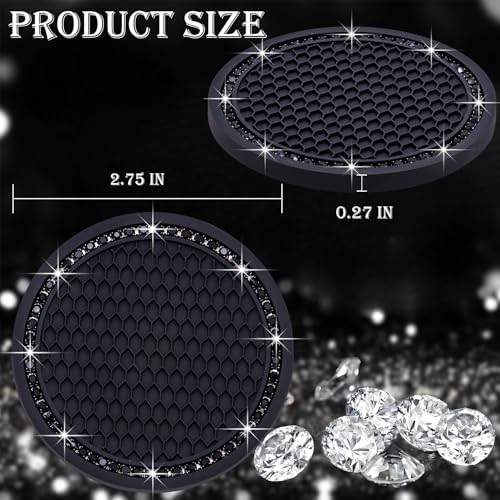 2PCS Bling Cup Holder Coaster, 2.75 Inch Auto Car Cup Holder Insert Coasters - Image 2