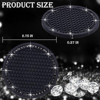 2PCS Bling Cup Holder Coaster, 2.75 Inch Auto Car Cup Holder Insert Coasters - Image 2