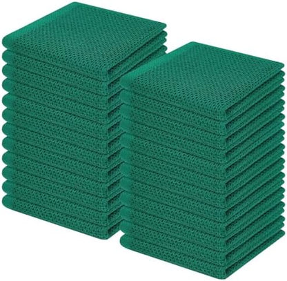 Homaxy 100% Cotton Waffle Weave Kitchen Dish Cloths 24-Pack, Dark Green by Homaxy