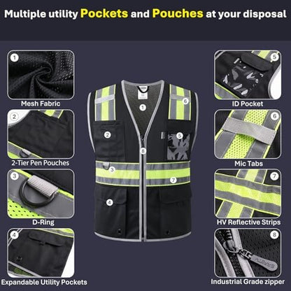 JKSafety Safety Vest for Men Women Hi Vis Relfective Vest - Image 3