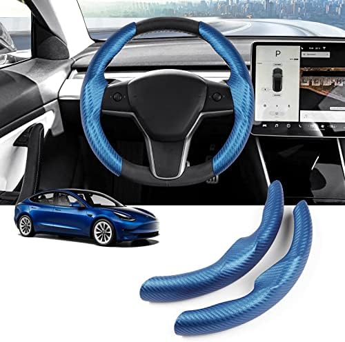 Canvcle Steering Wheel Cover for Tesla Model 3/Model Y Accessories Carbon Fiber by Canvcle