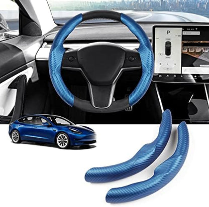 Canvcle Steering Wheel Cover for Tesla Model 3/Model Y Accessories Carbon Fiber by Canvcle