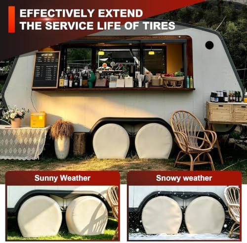 Explore Land Tire Covers 4 Pack Fit Tire Diameters 35-38.75 inch, Off White - Image 5