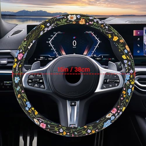 Car Steering Wheel Cover for Women Men, Cute Wildflower - Image 6