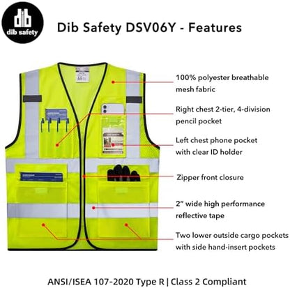 Dib Safety Hi Vis Reflective Safety Vest - Image 5