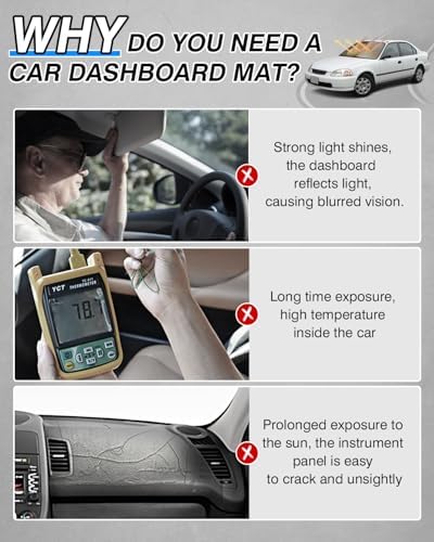 Cartist Black Dash Cover for Honda Civic 1996-2020 Dashboard Cover Mat - Image 2