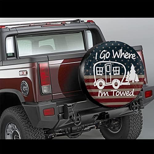 I Go Where I'm Towed American Flag Spare Tire Cover Waterproof Dust-Proof - Image 2