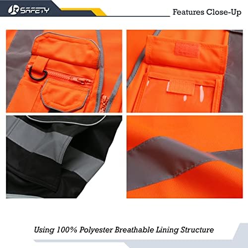 JKSafety Safety Vest for Men Women Reflective Hi Vis JK150 OBlack 3XL - Image 2