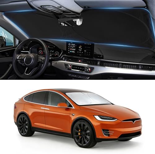 INSAUTO Windshield Sun Shade for 2016-2024 2025 2026 Tesla Model X Sunshade by INSAUTO