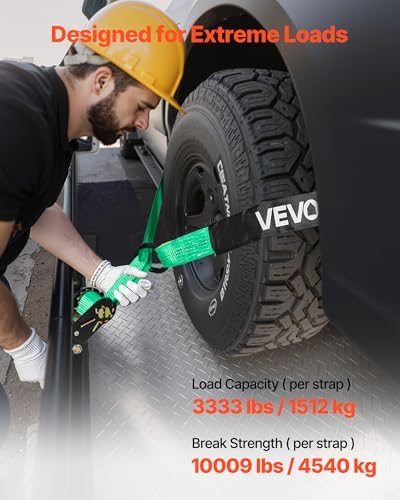 VEVOR Wheel Chock Tie-Down Kit, Tire-Style Tow Dolly Strap, Car Kit - Image 3