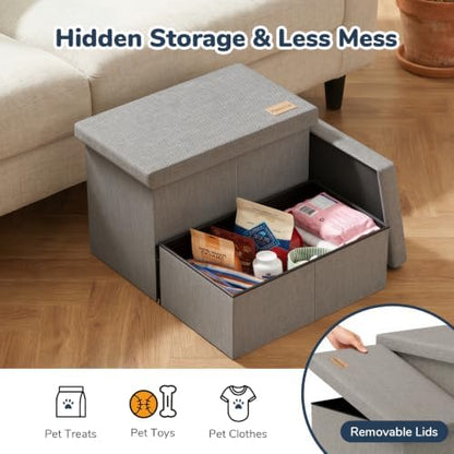 2-Step Wide Dog Stairs with Storage 11" H, Non-Slip Sturdy Pet Steps - Image 5