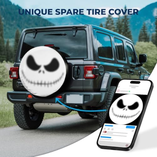 GENANY Gothic Skeleton Face Halloween PVC Leather Spare Tire Cover Size 17 - Image 2