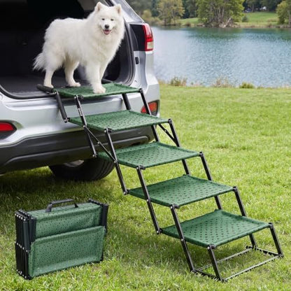 5‑Step Dog Stairs for Car Trunk, 18.5" Wide Foldable Lightweight Pet Stairs by pecute