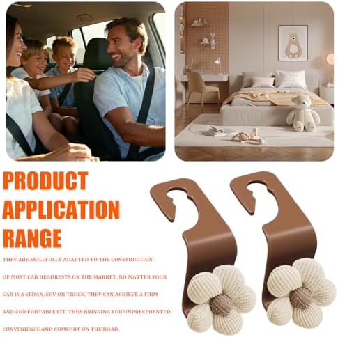 2PCS Car Seat Headrest Hooks, Car Bag Hooks, Cute Bow Knot Vehicle Seatback - Image 6