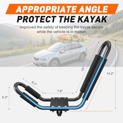 Taelakeni 2 Pairs Kayak Carrier Racks, Universal Cars Kayak Roof J Bar Rack - Image 7