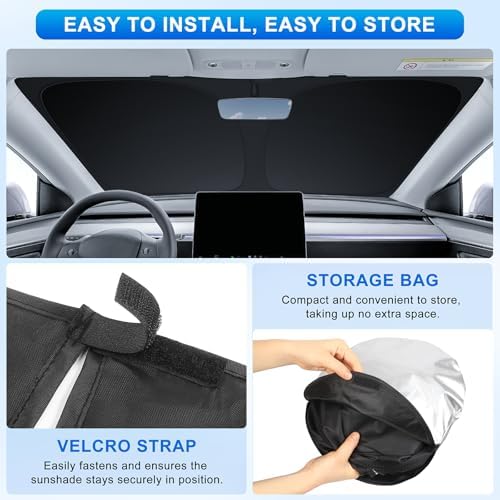 INSAUTO Windshield Sun Shade for Chevrolet Silverado GMC Sierra 2019-2026 - Image 4