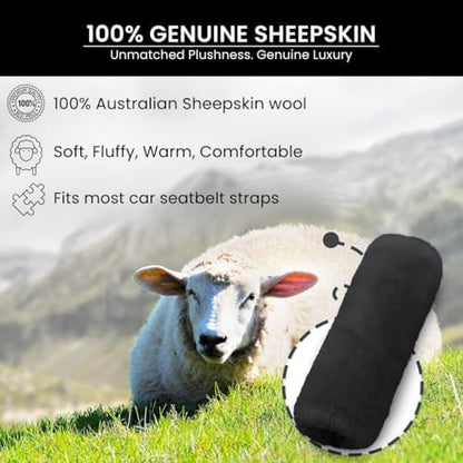 Andalus Genuine Sheepskin Car Seat Belt Cover Pad – Soft Fuzzy, Comfy Fluffy - Image 2