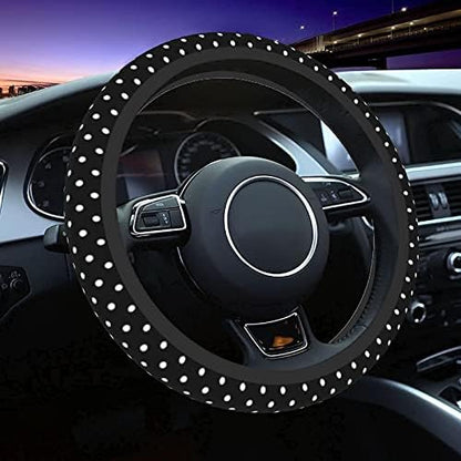 Black and White Polka Dot Steering Wheel Covers Non Slip Neoprene Steering - Image 5