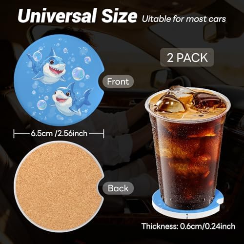 Car Cup Holder Ceramic Coasters 2 Pack, 2.56 in Anti Slip Absorbent Coaster - Image 4
