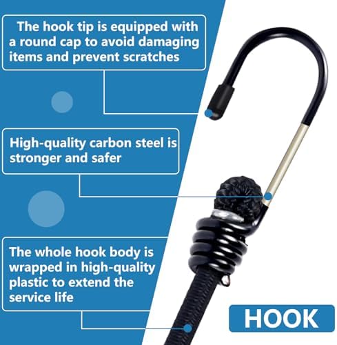 Bungee Cords with Hooks 8 Pack Bungee Cord Includes 12 inches, 18 inches - Image 3