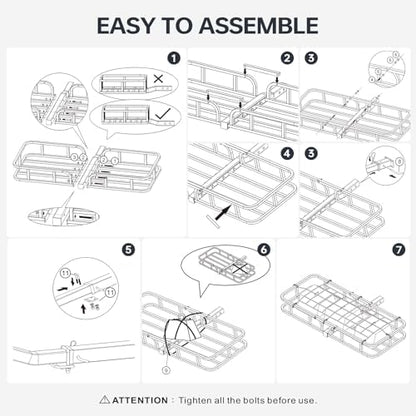 Forluck 53" x 19" x 5" Hitch Mount Cargo Carrier, 500 lbs Capacity Heavy Duty - Image 6