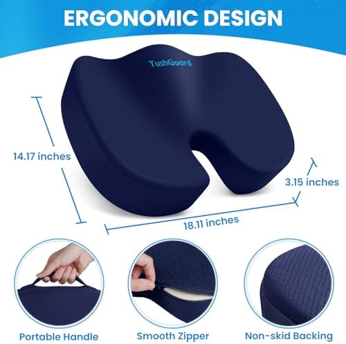 TushGuard Seat Cushion for Office Chair, Memory Foam Chair Cushion - Image 2
