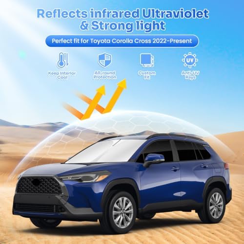 Canvcle Window Shades for 2022-2026 Toyota Corolla Cross Accessories Windshield - Image 2