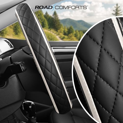 Road Comforts Leather Steering Wheel Cover – Black & Silver, Universal Fit - Image 6