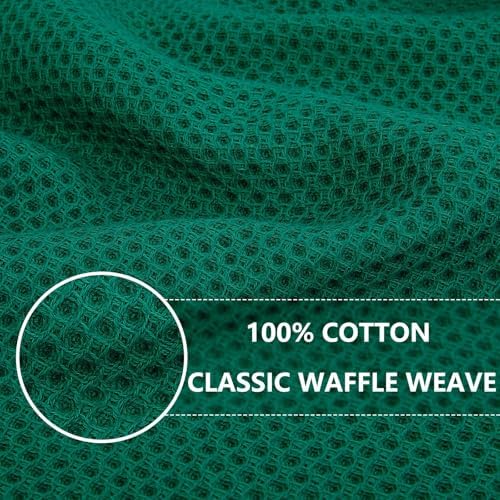 Homaxy 100% Cotton Waffle Weave Kitchen Dish Cloths 24-Pack, Dark Green - Image 2