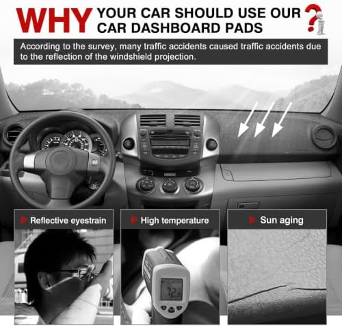 Autorder Dashboard Cover Mat for Toyota RAV4 2006-2012 Accessories Dash Cover - Image 2
