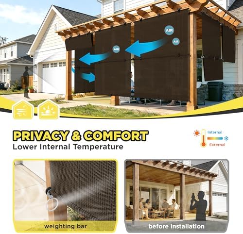 Outdoor Roller Shade 8'W x 11.5'H Cordless Shades Roll Up, Folding Exterior - Image 4