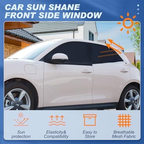Tallew 4 Pcs Car Window Screens Mesh Breathable Shade, 23-32 in, 35-53 in - Image 4