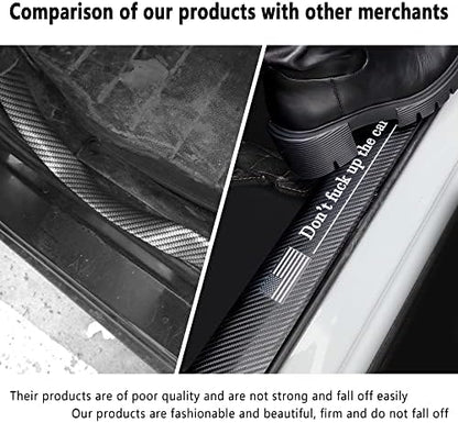 5PCS Car Door Sill Protector, Carbon Fiber Sport Threshold/Rear Bumper Guard - Image 4
