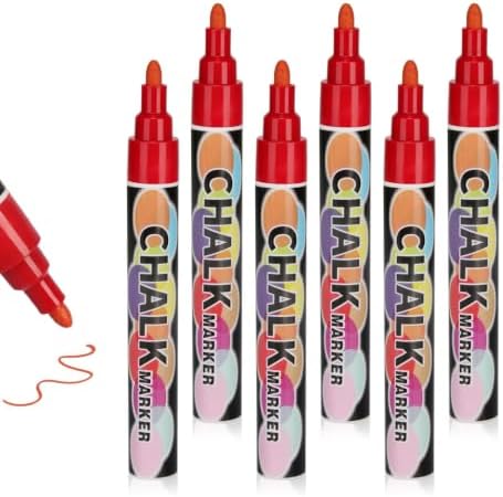 6PCS Burgundy Jumbo Liquid Chalk Markers Erasable 6mm Reversible Tip by Unknown