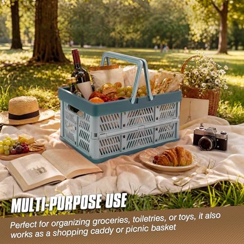 2-Pack Large Foldable Storage Crates, 33.7L PP Collapsible Bins Blue - Image 6