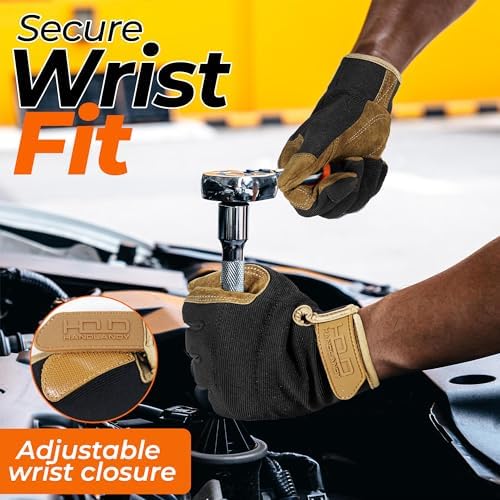 HANDLANDY Work Gloves for Men & Women, Utility Mechanic Working Gloves Touch - Image 5