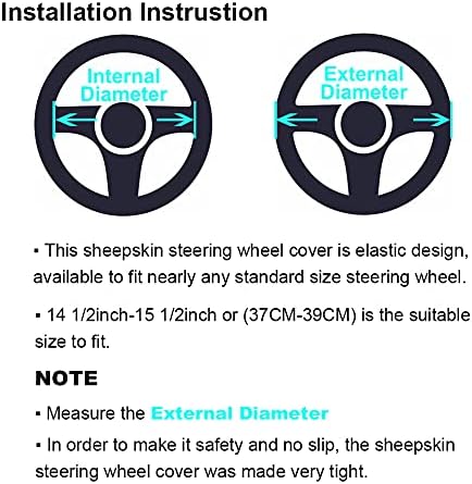 Red Fuzzy Sheepskin Car Steering Wheel Cover - Image 5