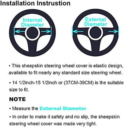 OGLAND Fuzzy Sheepskin Car Steering Wheel Cover - Image 5