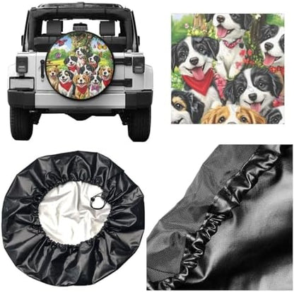 Dogs with Flowers Spare Tire Cover - Image 3